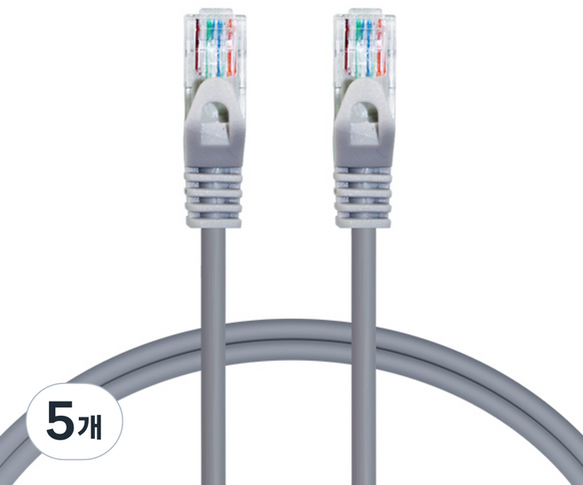 Anyport CAT.5e UTP網路傳輸線 AP-5UTP-1M, 灰色, 5個, 10m