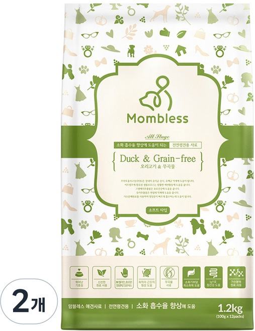 맘블레스 강아지 기능성 사료, 소화기능/췌장개선, 1.2kg, 2개