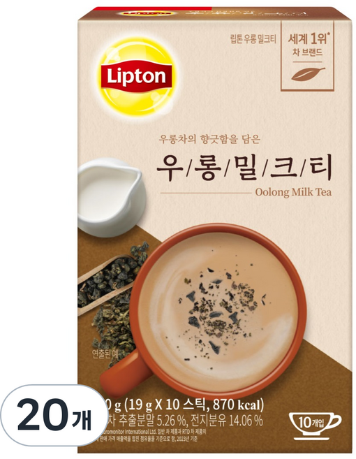 립톤 우롱 밀크티, 19g, 1개입, 20개