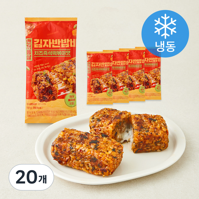 한끼통살 김자반밥바 치즈즉석떡볶이맛 (냉동), 100g, 20개