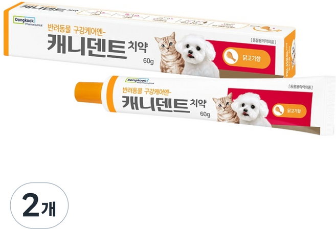 동국제약 반려동물 캐니덴트 치약 닭고기향, 2개, 60g