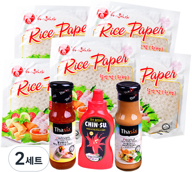 비치치라이스페이퍼 100g x 5p + 타이시아 월남쌈소스 175g + 타이시아 피넛월남쌈소스 175g + 친수칠리소스 250g 세트, 2세트