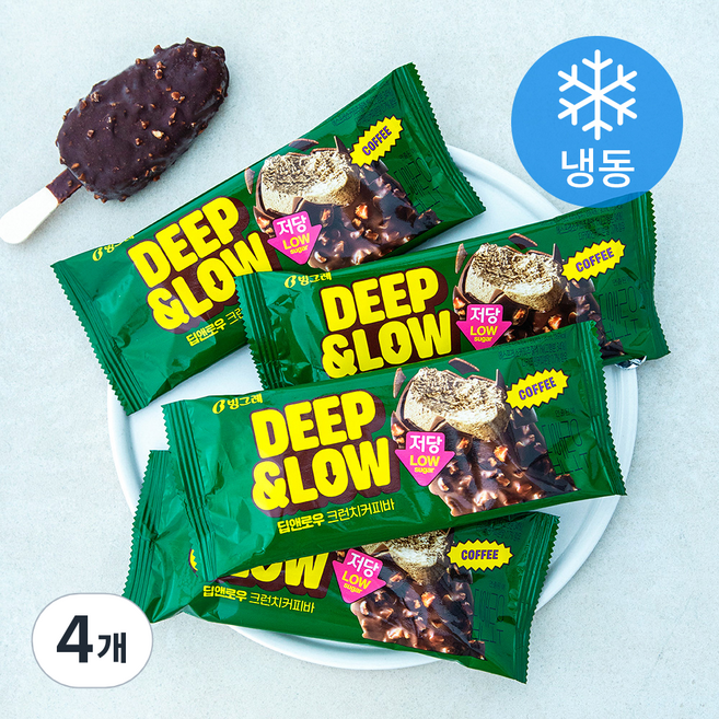 딥앤로우 저당 크런치커피바 (냉동), 4개, 4개입, 90ml