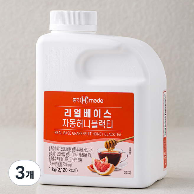 리얼베이스 자몽허니 블랙티, 1kg, 3개