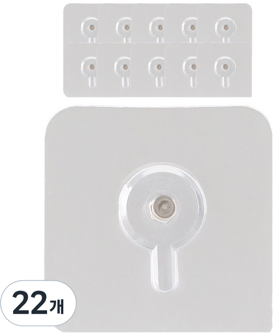 플라이토 무타공 접착식 후크, 반투명, 22개