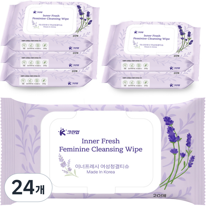 케이크린업 이너프레시 여성청결티슈 20p, 115g, 24개