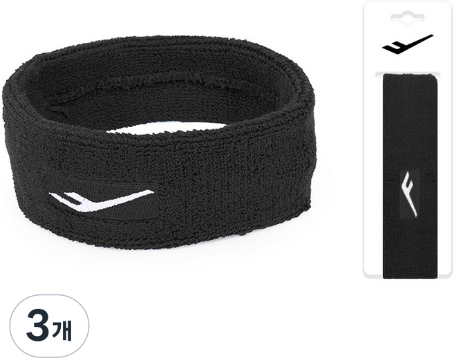 프로스펙스 헤어밴드, 블랙, 3개