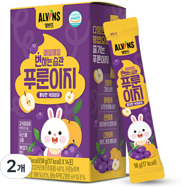 엘빈즈 매일매일 변하는 습관 푸룬이지 14p, 140g, 2개
