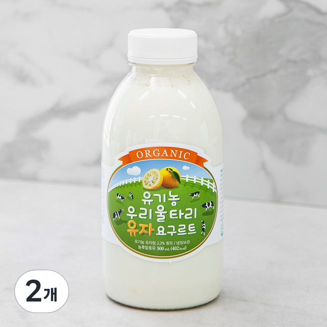 유기가공식품인증 우리울타리 유자 요구르트, 500ml, 1개입, 2개