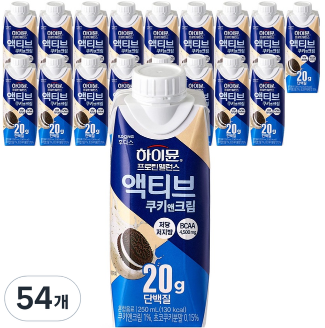 하이뮨 프로틴 밸런스 액티브 쿠키앤크림, 250ml, 54개