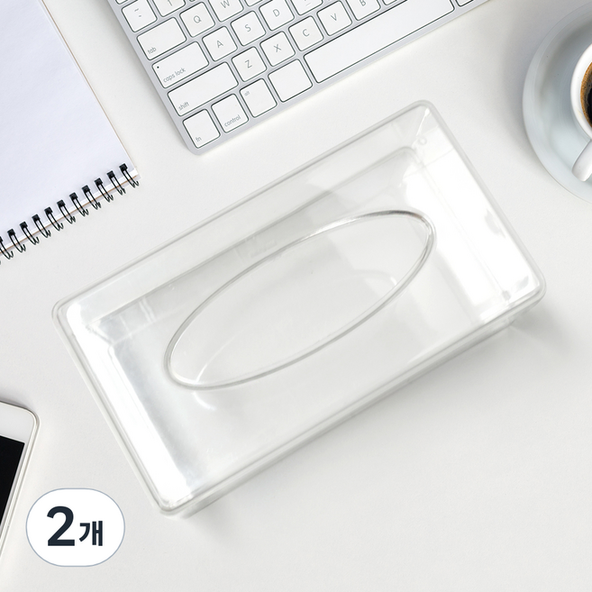코멧 아크릴 곽티슈 핸드타올 겸용 케이스, 투명, 2개
