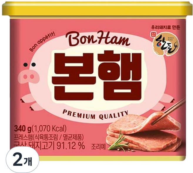 한성기업 본햄 햄통조림, 340g, 2개