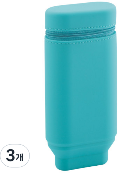 세우는 심플한 실리콘 학생 필통, 라이트블루, 3개