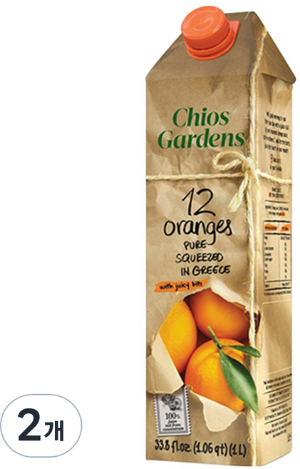 키오스가든 오렌지 착즙 주스, 2개, 1L