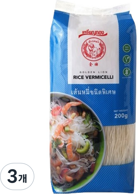 골든라이온 라이스 버미셀리 쌀국수면, 200g, 3개