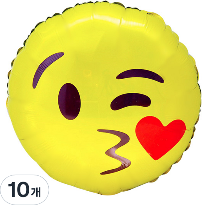 와우파티코리아 표정 은박 풍선 윙크하트, 옐로우, 10개