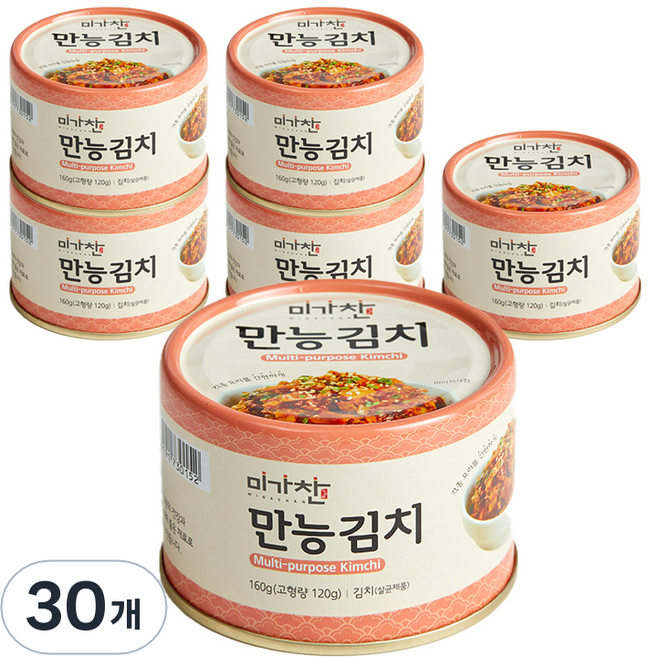 미가찬 캔 만능 김치 간편요리, 160g, 30개