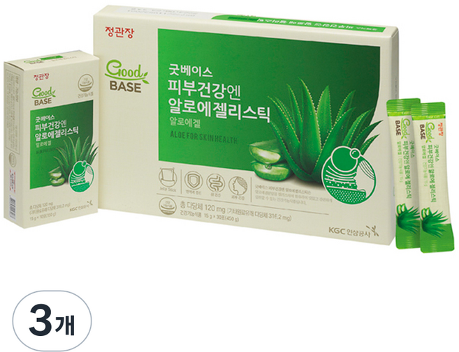 굿베이스 피부건강엔 알로에 젤리스틱 30p, 450g, 3개