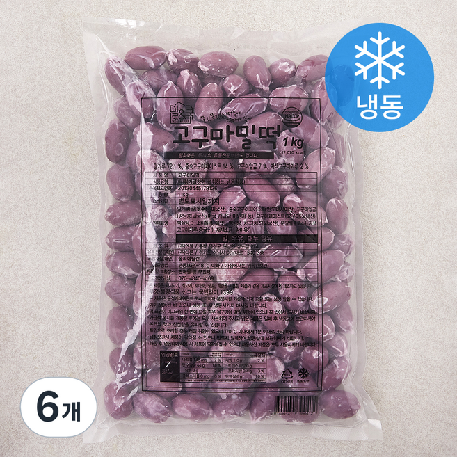 밀&쿡 고구마밀떡 (냉동), 1kg, 1개입, 6개