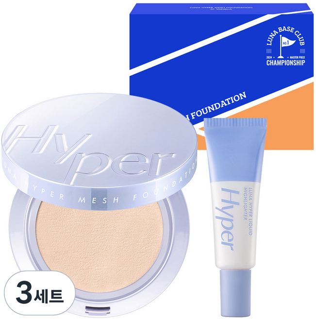 LunA Hyper Mesh氣墊粉餅正裝+Hyper液態打亮組, 3組, 01 Vanilla