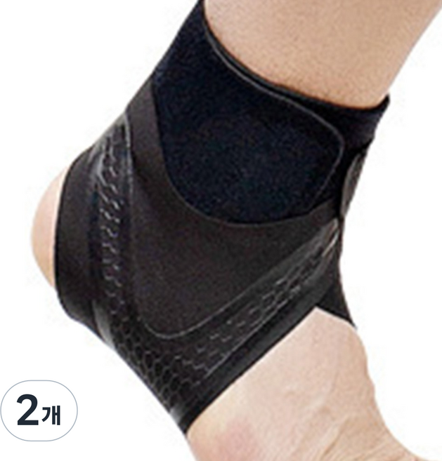 오버코드 소프트 아머 농구 배드민턴 축구 압박 발목 보호대 왼발 BRP3596, 블랙, 2개