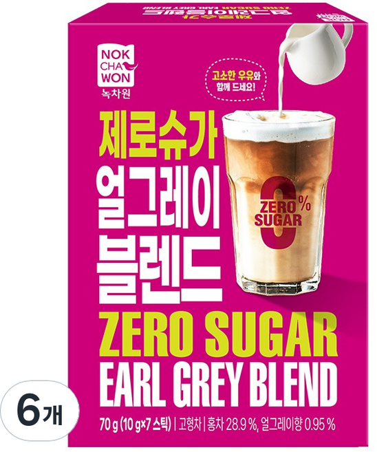 녹차원 제로슈가 얼그레이 블렌드 분말, 10g, 7개입, 6개