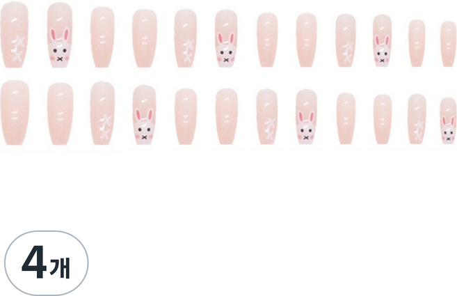 비투윈 나약성 예쁜 네일팁, 4개, R694 큐티화이트토끼