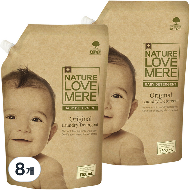 네이쳐러브메레 유아 오리지널 세제 리필형 허브가든향 1300 ml, 1.3L, 8개