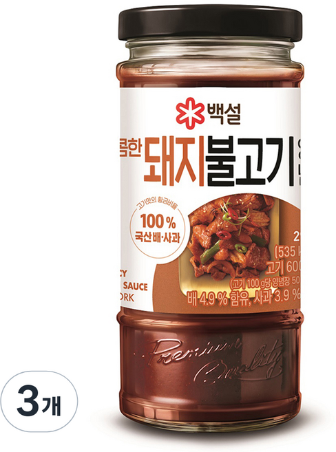 백설 매콤한 돼지 불고기 양념, 290g, 3개