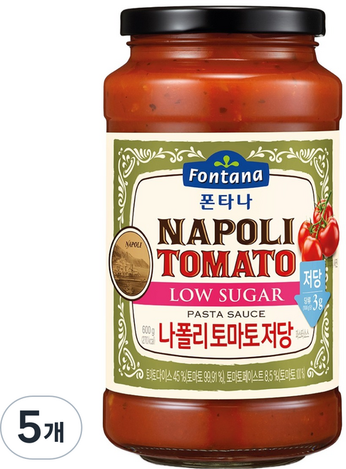 폰타나 나폴리 저당 토마토 파스타소스, 600g, 5개