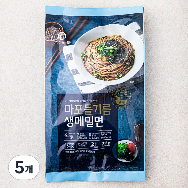 마포식품 들기름 생 메밀면 2인분, 356g, 5개