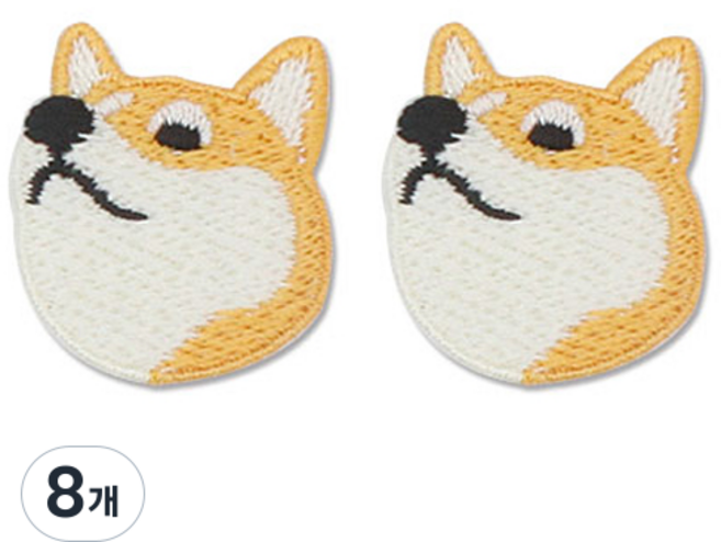 Button King 東大門鈕扣王 熱接著式刺繡動物臂章貼片, 8個, 側臉柴犬