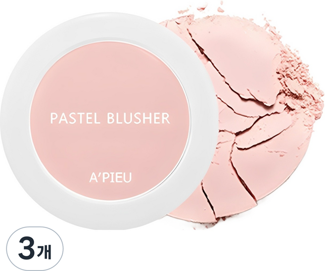 어퓨 파스텔 블러셔 4.3g, PK07 맑은 피치 핑크, 3개