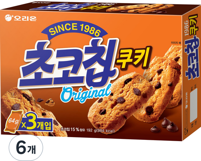 오리온 초코칩쿠키, 192g, 6개