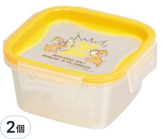 PEARL LIFE 珍珠金屬 方形儲物盒 WD-9054 小型, 松鼠兄弟 黃色, 2個
