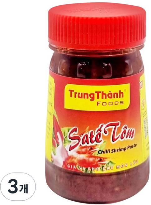 TrungThanh 사테톰 칠리 쉬림프 페이스트, 100g, 3개