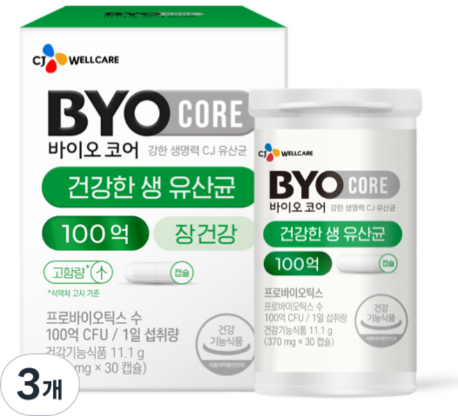 바이오코어 100억 식물성 유산균 캡슐, 30정, 3개