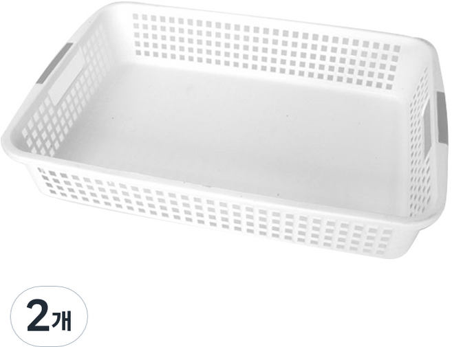 데코 다용도 직사각 바구니, 화이트, 2개