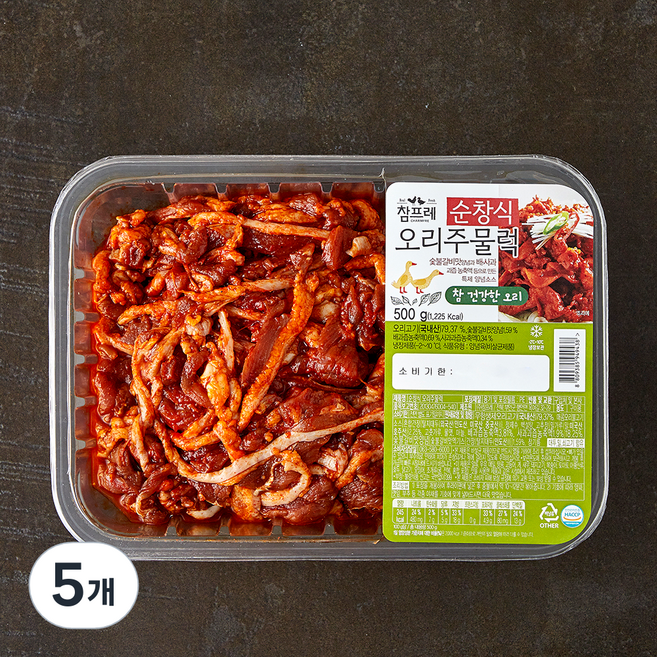 참프레 순창식 오리주물럭, 500g, 5개