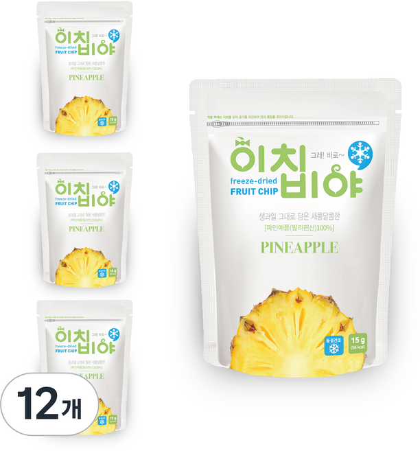 이치비야 동결건조 과일칩 파인애플, 15g, 12개