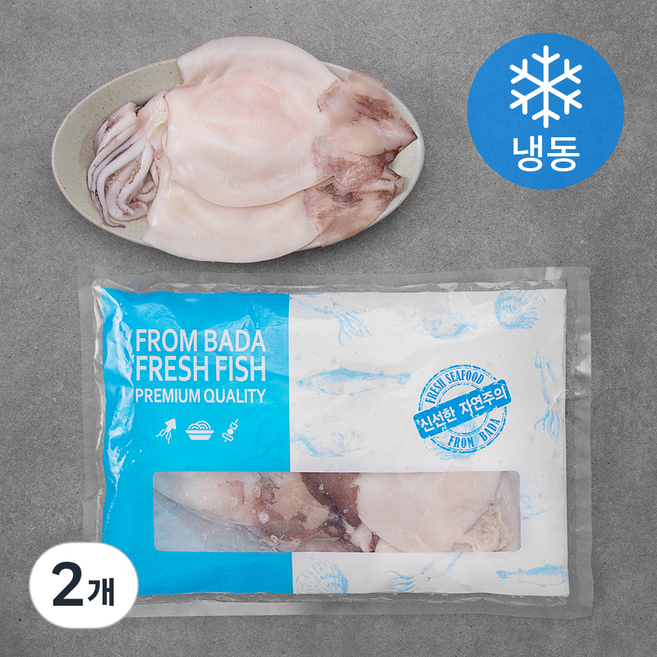 청해명가 손질한 통마리 오징어 국산비축품 (냉동), 1kg, 2개