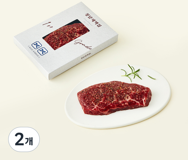 청담새벽집 한우 1++등급 프리미엄 시즈닝 스테이크, 2개, 150g