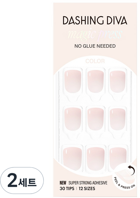 데싱디바 매직프레스 네일 숏 스퀘어, 2세트, 블루미(화이트)