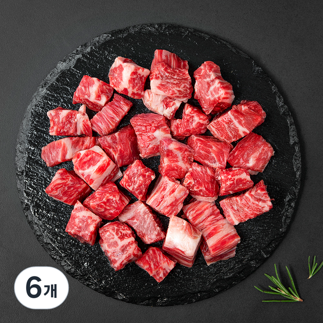 안성한우 무항생제 인증 소고기 1++등급 (7) 국거리용 (냉장), 300g, 6개