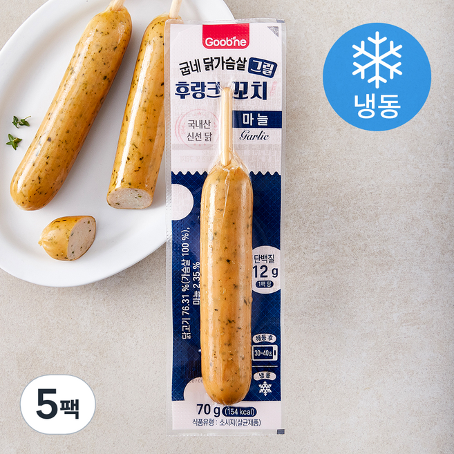 굽네 닭가슴살 후랑크 꼬치 마늘 (냉동), 70g, 5팩