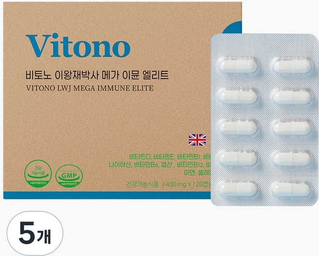 비토노 이왕재 박사 메가 이뮨 엘리트 멀티비타민 48g, 5개, 120정 - 쿠팡