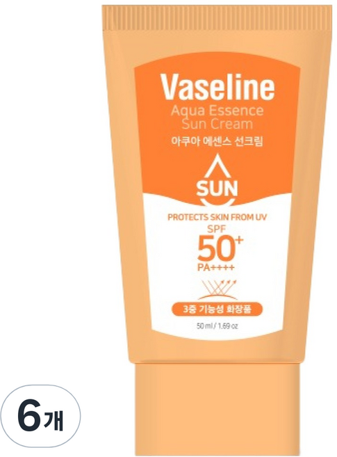 시투와이 바세린 아쿠아 에센스 선크림 SPF50+ PA++++, 6개, 50ml