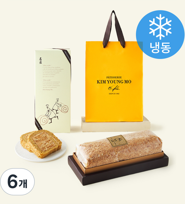 6위 - 김영모과자점 수제 명장 밀푀유 모카롤 롤케이크 + 쇼핑백 (냉동), 670g, 6개