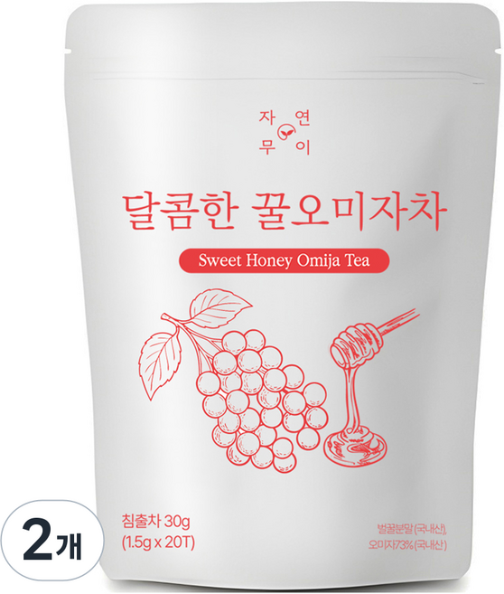 자연무이 달콤한 꿀오미자차, 1.5g, 2개, 20개입