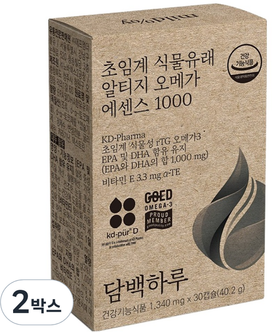 담백하루 초임계 식물유래 알티지 오메가 에센스 1000, 30정, 2개